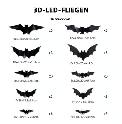 🦇Halloween 3D-Leuchtfledermäuse