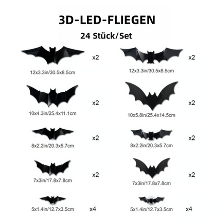 🦇Halloween 3D-Leuchtfledermäuse