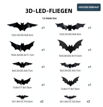 🦇Halloween 3D-Leuchtfledermäuse