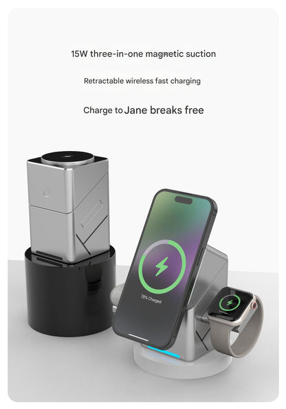 Geometry Touch Magnetic 3-in-1 Wireless Charging Stand: 15W fast charging, simultaneous charging for multiple devices, unlocking a new way to charge