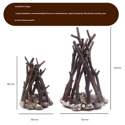 Handgefertigte Tischlampe mit Steinsockel und Baumzweig, natürlich und originell, jede ist ein Unikat